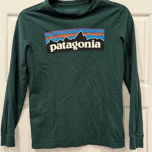 Patagonia Kids Forest Green Long Sleeve Tee